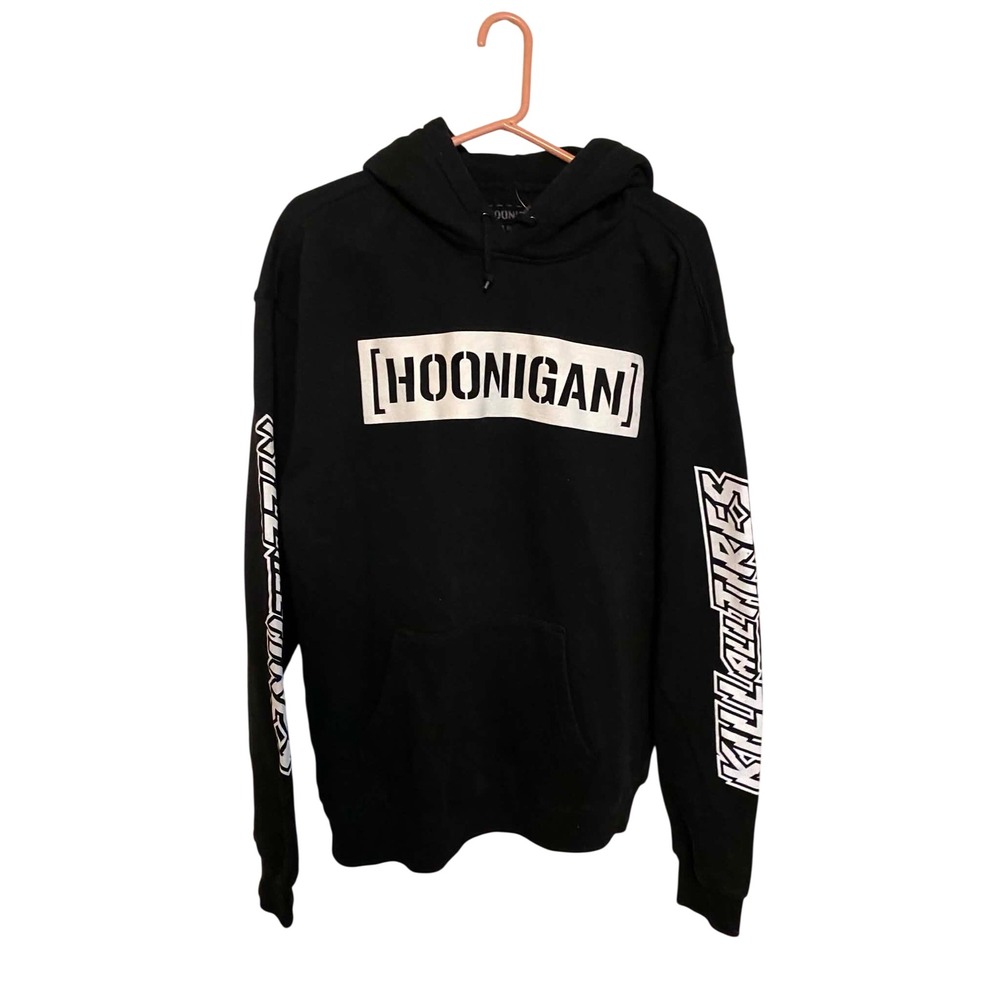 Hoonigan Censor Bar Hoodie Mens Large Black Kill All Tires Graphic Sweatshirt